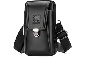 UBORSE Men's Waist Pack Genuine Leather Bag Belt Pouch Vintage Shoulder Bag Belt Bag for Business Casual Travel Work