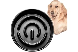 MOPANG Gamelle Anti-Gloutonie pour Chiens de Moyenne et Grande, Bols Surélevés en Céramique pour Slow-Feeder, Antidérapante Gamelle pour Chiens, Ø 21cm, 1000ml, Gris Foncé1