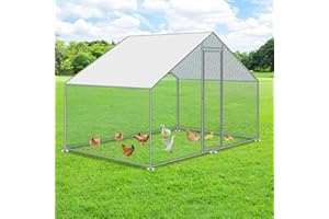 Yakimz Gallinero de 3 x 2 x 2 m con cerradura de seguridad y protección solar impermeable de polietileno, recinto para gallineros, estructura de acero resistente, ideal para pollos, conejos y otros