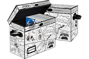 YNSZAS 2 Pack Collection Comic Book Storage Boxes, Protector Organizer 15.8" X 7.8" X 11.8" Collapsible Short Box Holds 160-180 Comic Book Heavy Duty Bin Container Holder Shelf