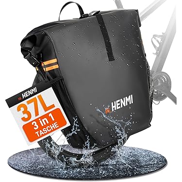 AUMTISC Fahrradtasche 15L Wasserdicht - Gepäckträgertasche Mit Reflektorstreifen