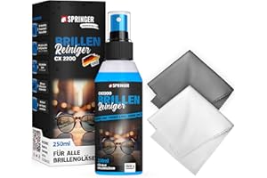 ‎SPRINGER SPRINGER CX2200 - - Brillenreiniger 250 ml - - Made in Germany - - Sanfter Reiniger für alle Brillengläser (Glas & Kunststoff) - - gegen Flecken & Schlieren auf der Brille - - für Brillenputztücher