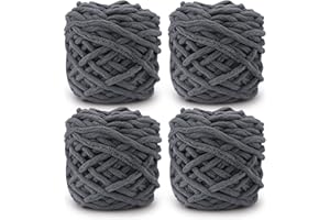 TSLBW Strickwolle, 4 x 100 g, mehrfarbiges Strickgarn zum Häkeln, weiches, klobiges Garn für Garnprojekte, Plüschbälle, handgefertigte Taschen, Pullover, Schuhe, Mützen, Pullover, Decken, Schals