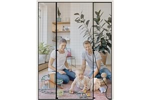 HooTown Magnet Fliegengitter Tür, 170 x 212cm Fliegengitter Doppeltür Fliegengitter Balkontür Auto Schließen Insektenschutz Balkontür Fliegenvorhang für Fenster, Balkontür, Kellertür und Terrassentür