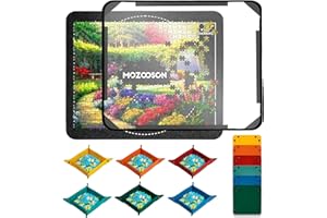 MOZOOSON Jigsaw Board for 500 Pieces Jigsaw Puzzles, Felt Puzzle Board, Ultralight and Easy to Move, 55×45 cm, Includes 6 Puzzle Storing Trays and 1 Clear Cover