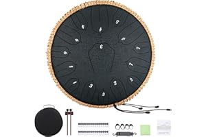 Musfunny Tambour à langue en acier de 30,5 cm à 15 notes, instrument de percussion avec sac de musique, maillets, chiffon d'essuyage pour éducation musicale, concert, yoga (30,5 cm, bleu marine)