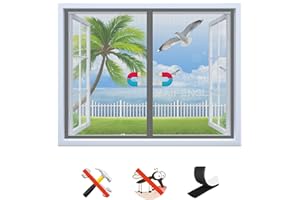 MAIFENGL Moustiquaire Fenêtre Magnétique, Auto-Adhésif Rideau en Maille Moustiquaire Porte Magnétique, Fermeture Automatique, pour Fenêtre Portes- Grey-A|| 33x45inch(85x115cm)