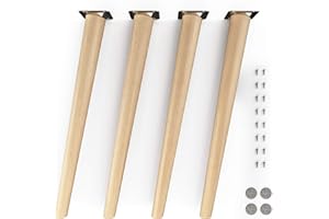 Sossai Pieds de Meuble en Bois de hêtre Massif Finition huilée Clif Round HMF2 Hauteur 45 cm Ronds Version inclinée pour chaises Tables armoires