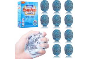 Paglietta Saponata, CIYIN Pagliette Saponate Cucina, 10pz Lana d'Acciaio Saponata, Spugna Lana d'Acciaio, Spugne per la Pulizia, Scrubber per Sapone in Lana d'Acciaio