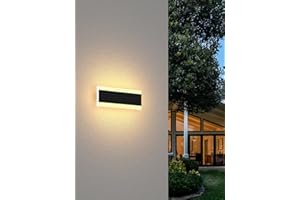 ‎LUOLONG LED Lange Wandlampe Villa Wandlampe Villa Porch Wandlampe Außen IP65 Wasserdicht Wandleuchten Schwarz Lange Lichtleiste Aluminium Aussen Wandlampe Acryl Warmes Licht Gartenleuchte-20CM,Warmes Licht
