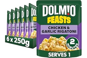 Dolmio Feasts Chicken & Garlic Rigatoni ready in 2 minutes Pasta Ready Meal serves 1 multipack 6x 250g
