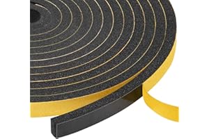 Yotache Foam Seal Tape 2 Rolls 10mm Wide X 6mm, High Density Adhesive Foam Weather Strip Seal for Window and Door, 8m Length (2 X 4m Each)