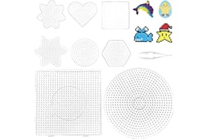 SEASBOES Juego de 8 placas de cuentas de hierro de 5 mm, placa transparente para bolígrafo, juego de placas de cuentas para planchar, juego de placas de cuentas para planchar, manualidades creativas