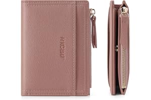HKCLUF Portafoglio Piccolo Donna,Grande Capacità Portafogli Donna Pelle,Cerniera Tasca Porta Monete Portafoglio Porta Carte Borsa(A4-rosa)