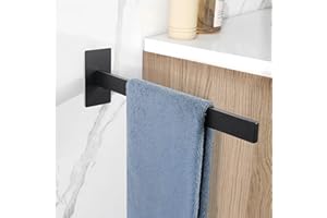 Feligio Handtuchhalter Schwarz 37CM, Selbstklebende, Edelstahl Gebürstet Handtuchhalter Ohne Bohren, Handtuchhalter Wand für Küchen und Badezimmer, Gästehandtuchhalter
