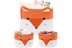 AXHOP Large Toy Storage Baby Basket 3 Pack, 50x35cm Woven Baby Laundry Blanket Basket, Teddy Storage for Kids, Dog, Cat.