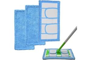 GFRED Paquete de 3 Almohadillas de Fregona Reutilizables Compatible con Swiffer Sweeper… (Azul)