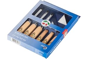 "KIRSCHEN" Werkzeuge 3427000 | Kerbschnitzsatz, 7-teilig inkl. Abziehstein