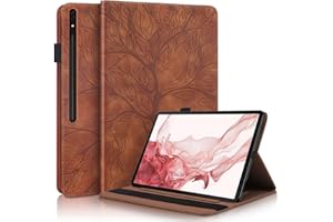 Succtopy Galaxy Tab S8+ 12,4" 2022(SM-X800/SM-X806), S7+/ S7 FE Tablet Etui Ochronne Samsung Tab S8+ Ołówek Portfel Tablet Etui do Samsung Galaxy Tab S8 Plus, Brązowy