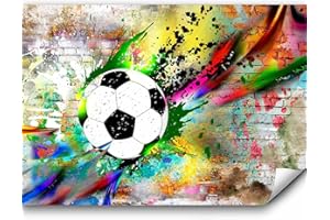 murando - Papier peint panoramique inspirant 350x256 cm - Revêtement mural décoration salon - Design moderne - Brique graffiti coloré moderne football sport fond adolescent i-C-0095-a-a