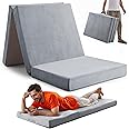 Jamdok 10CM Single Memory Foam Folding Sleeping Pad,Trifold Mattress,Machine Washable Cover, Foldable Floor Mattress Topper,Guest Bed for Adult,Camping Mat