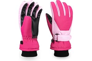 ‎THXTOMS ThxToms Kinder Ski Handschuhe | Winter Snow Skihandschuhe -15℃ | PU Palme Winddicht Wasserdicht Warm Fleece | Sports Snowboard Skifahren Fahrradhandschuhe | Junge und Mädchen für 4-13 Jahre alt