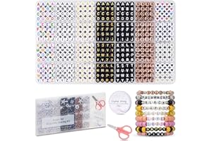 FZIIVQU 1400pcs Letter Beads Kit, 6 Colors 4x7mm Alphabet Number Heart Beads for Bracelets Making Friendship Bracelet Kit