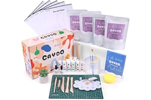 Caydo 2KG Töpferset für Anfänger mit lufttrocknendem Ton, Töpferwerkzeug, Anleitung, Acrylfarben, Selbsttrocknender Ton Diy Set Erwachsene Keramik Bemalen Set