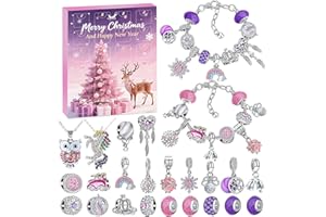 Moerstar Calendario de Adviento de joyas 2025 para niños y niñas, calendario de Navidad, joyas, juego de bricolaje con colgantes, collares, pulseras, regalos de Navidad para niñas 6, 7, 8, 9, 10, 11