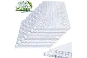 Herrselsam Lastre alveolari in policarbonato da 8 mm, 15 pannelli alveolari per serra, 60,5 x 121 cm, 1,2 kg/m², resistenti ai raggi UV, per serre, giardino, serra, pannelli alveolari