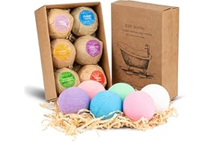HENMI Bath Bombs Gift Set, 6 Handmade Fizzy Bathbombs, Organic Natural Essential Oil Spa Bomb, Birthday Christmas Anniversary Bubble Spa Bath Gift Bath Bombs for Women