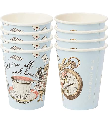 Set 24 Tazze Da Tè In Carta Con Manico E Piattini, Motivo Floreale Vintage 200 Ml - Per Feste E Baby Shower - 2