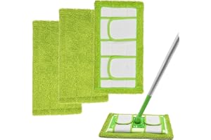 GFRED Lot de 3 Lingettes Reutilisable Remplacement Compatible Avec Swiffer Sweeper Utilisation Humide et Sèche Tampons Vadrouille en Microfibre Convient à de Nombreux Types de Revêtements de Sol