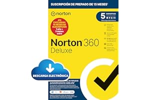 Norton 360 Deluxe 2024 - Antivirus software para 5 Dispositivos y 15 meses de suscripción con renovación automática, Secure V