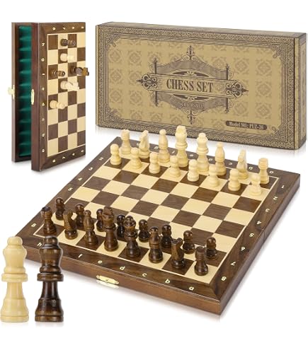 Coffret Jeux En Bois 3 En 1 - Échecs, Dames, Backgammon - Format Voyage - Pions En Bois - 3