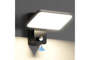 brightower 24W Außenwandleuchte Außenlampe mit Bewegungsmelder,IP65 LED Wandleuchte Außen Aluminium mit Schwenkbar LED Panel,Warmweiß 3000K Außenleuchte für Garten Terrasse (Schwarz 1 Stück)