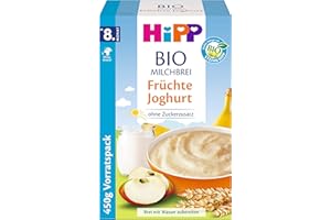 ‎HIPP HiPP Bio-Milchbreie ohne Zuckerzusatz, Früchte Joghurt, Vorratspackung (4x450g)