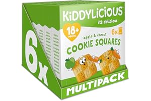 Kiddylicious Apple & Carrot Cookie Squares - Delicious Snacks for Kids - Suitable for 18+ Months - 6 Packs of 6 (36 Total)