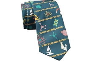 Crazy Dog T-Shirts Science Like Magic But Real Necktie Mens Novelty Neckties Teacher Tie Funny Ties for Men, Green, One size