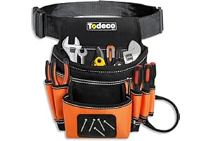 Todeco Werkzeuggürtel Herren, Werkzeugtasche mit verstellbarem Gürtel, Gürteltasche mit Magnet für Handwerker Tischler