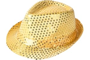 Aomig Chapeau Or Pailleté - Fête et Carnaval, Accessoire de Costume Unisexe Adulte