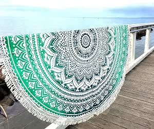 Couverture De Plage Ronde Mandala – Tapis Yoga, Nappe, Jeté Déco Intérieur/extérieur