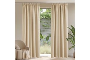 PONY DANCE Cortinas Salon Opacas Cortinas Termicas Aislantes Frio y Calor Cortinas Dormitorio Matrimonio 2 Piezas Cortina Blackout para Riel con Ganchos, 167x228 CM, Beige Oscuro