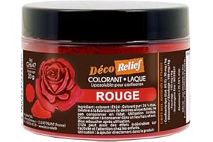 Déco Relief - Colorant Alimentaire Rouge 20 g - Colorant Liposoluble en Poudre - Ingrédient Cuisine & Pâtisserie - Pour Crèmes au Beurre, Chocolat, Pâtes d’Amande, Ganaches - CH647