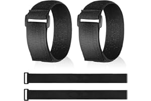 SHAPPY 4er Pack Klett Kabelbinder Klettverschluss Verstellbar Schwarz Wiederverschließbar Klettband Nylon Kabelbinder Wiederverwendbare Elastische Befestigungsgurte für Fahrrad, 40 x 3,8 cm