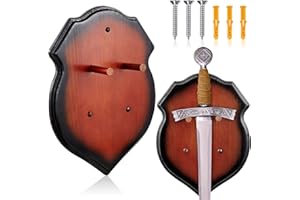 Juexica Wooden Sword Wall Mount Sword Plaque Display Wall Mount Universal Plaque Hanger with Hardware Home Decor, Black Brown