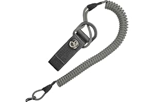 Ganzoo Spiral-Kabel Schlüsselanhänger elastisch mit Karabiner, Safety Lanyard mit Paracord-Mantel, Schlüsselband, Stretch Fang-Riemen, RSG Halterung für Polizei, Bundeswehr, Ausrüstungs-Sicherung