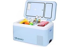 B BINGI BINGI Camping Fridge 21.1Quart(24L),Car Fridge Freezer Portable Compressor Car Refrigerator with 12V/24V DC and 100-240V AC For Campervan,Lorry,Boat,travel,Pinic and Home Use,-18℃ to 15℃