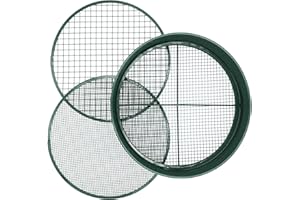 K KOOLPUG KOOLPUG Garden Sieve, 3 in 1 Metal Soil Sieve with Interchangeable Mesh Sizes 12mm/6mm/3mm, Fine Mesh Sieve Garden, Garden Riddle, Perfect Gardening Tool for Sifting Soil, Stones, and Compost