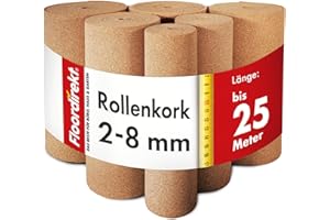 ‎FLOORDIREKT Floordirekt Rollenkork 100 x 50 cm, 8 mm - Natürliche Dämmunterlage - Vielseitig einsetzbar - Schall- und wärmeisolierend